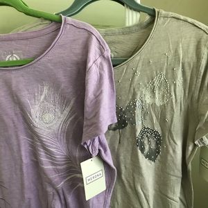 Merona 2 slub Tees, Gray Lilac NWT XL